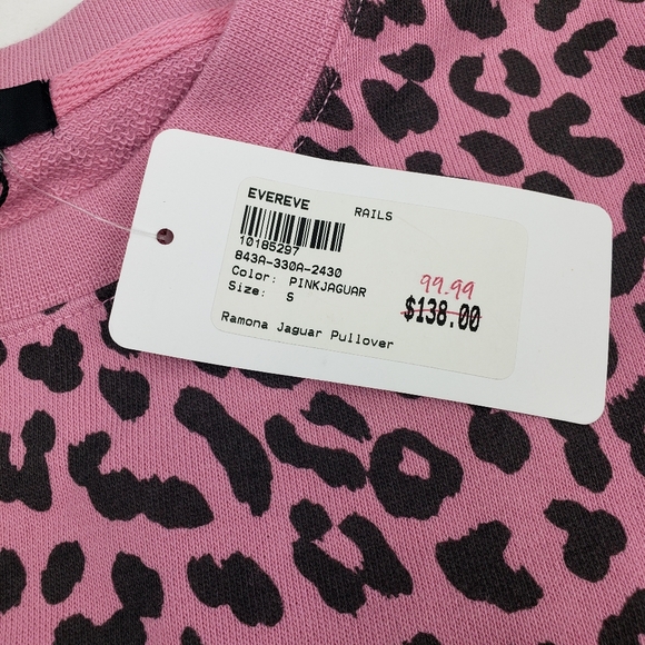 Evereve Rails Ramona Pink Jaguar Pullover Sweatshirt Size S NWT - Picture 4 of 5